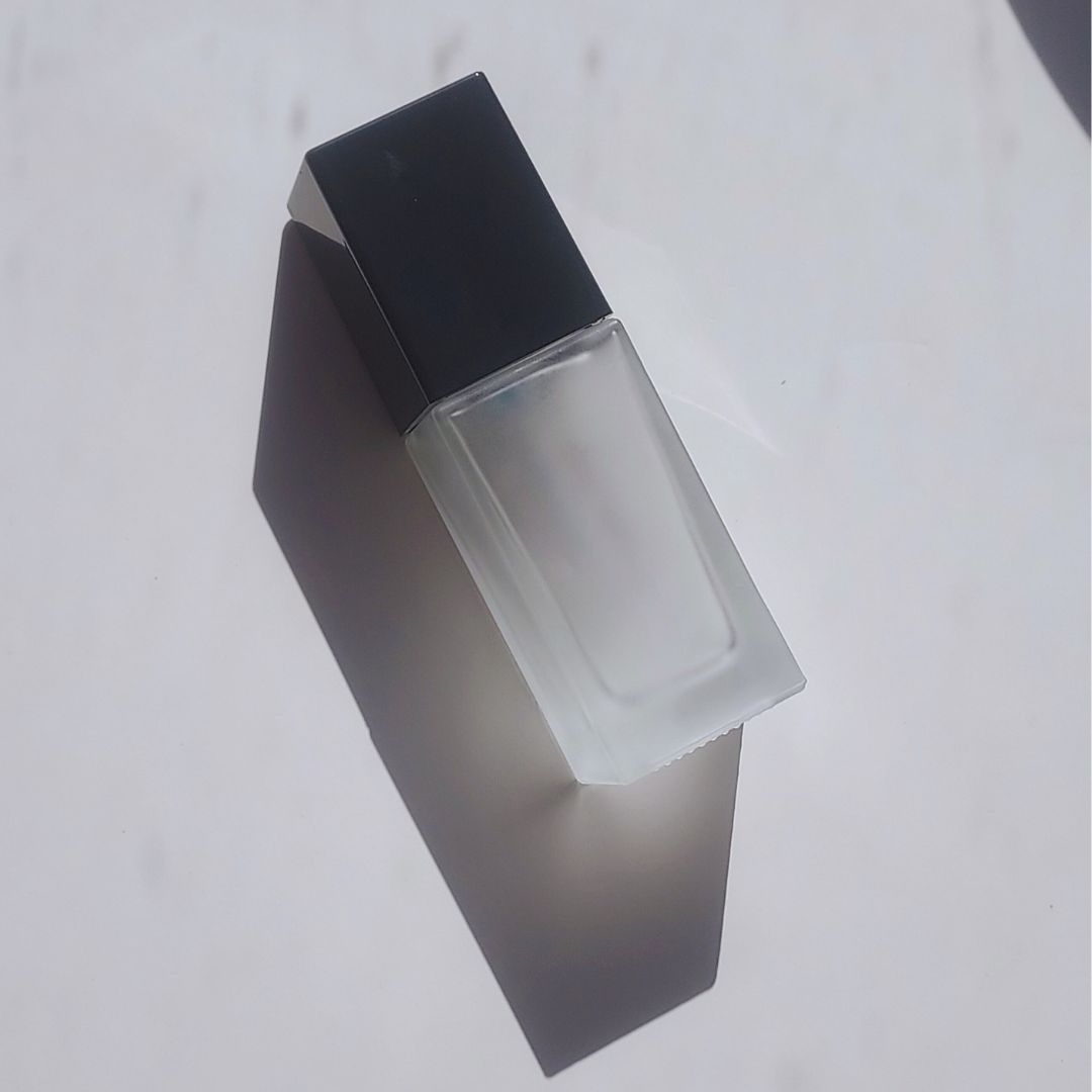 Frosted Glass Rectangular Bottle with Black Pump for Private Label Skincare - Ataliene Private Label