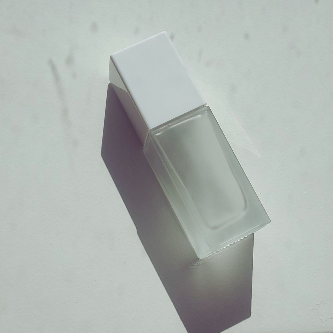 Frosted Glass with White Cap and White Pump 1 oz - Ataliene Private Label Skincare