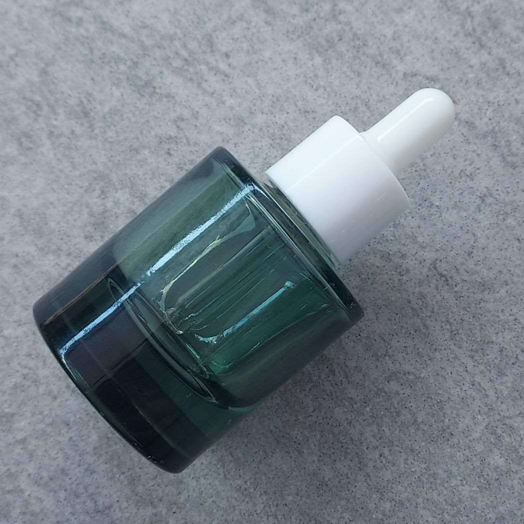 D10: Heavy Wide - Green Semi-Transparent Glass Bottle with White Dropper - Ataliene Skincare Private Label