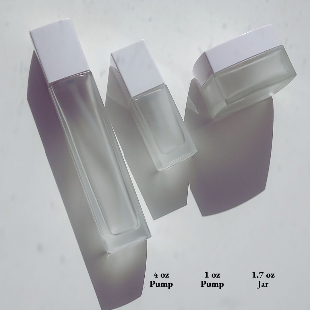 Frosted and White Glass Skincare Packaging Set for Private Label - Ataliene Skincare Private Label
