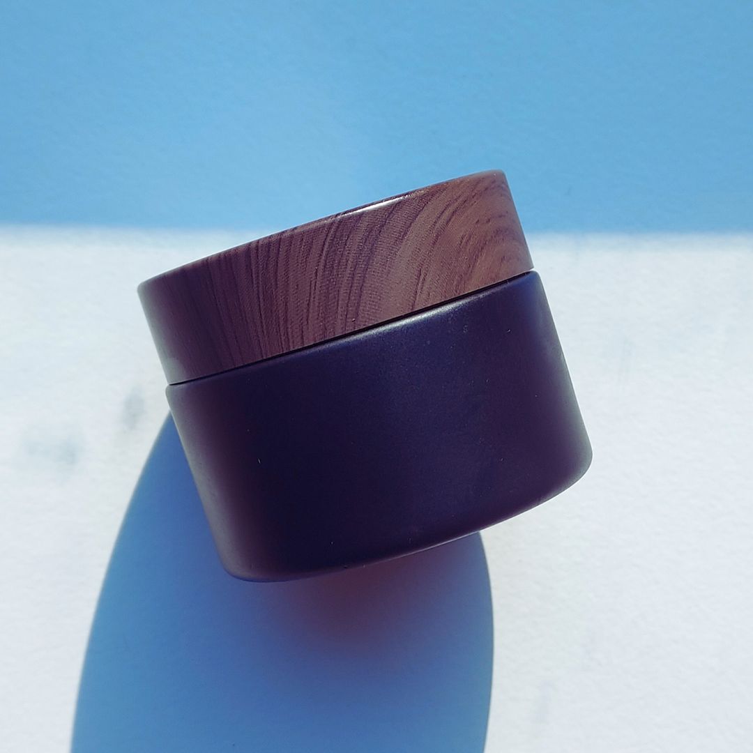 Black Glass Jar with Wooden Lid 50g for skincare cream - Ataliene Skincare Private Label