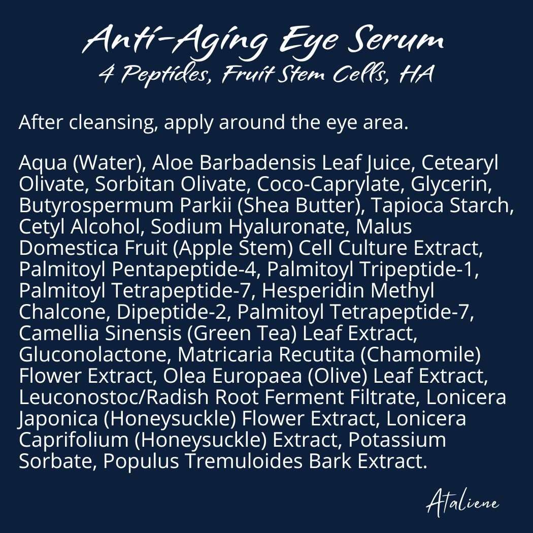 Anti-Aging Eye Serum / Eye Gel - 4 Peptides, Fruit Stem Cells, HA