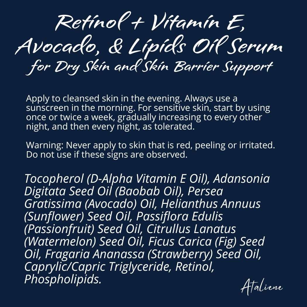 Retinol + Vitamin E, Avocado, & Lipids Oil Serum - Anti-Aging Skin Barrier Support