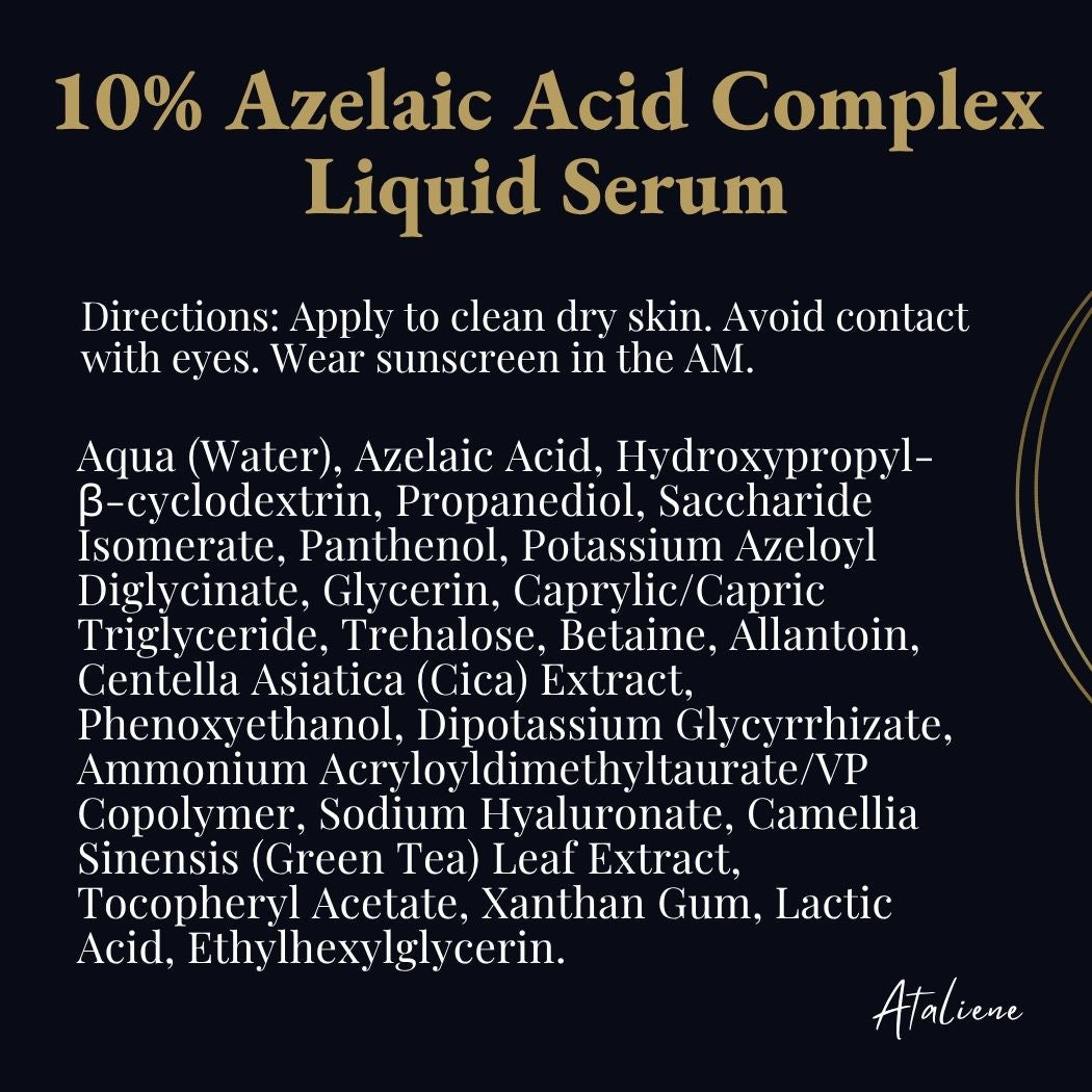 Azelaic Acid Serum ingredients - Ataliene Private Label
