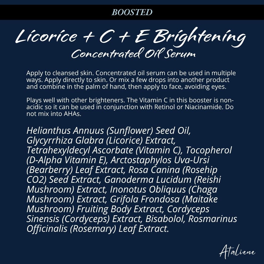 Private Label Enhanced Brightening Oil Serum with Licorice, Bearberry, Vitamin C. Ataliene Private Label