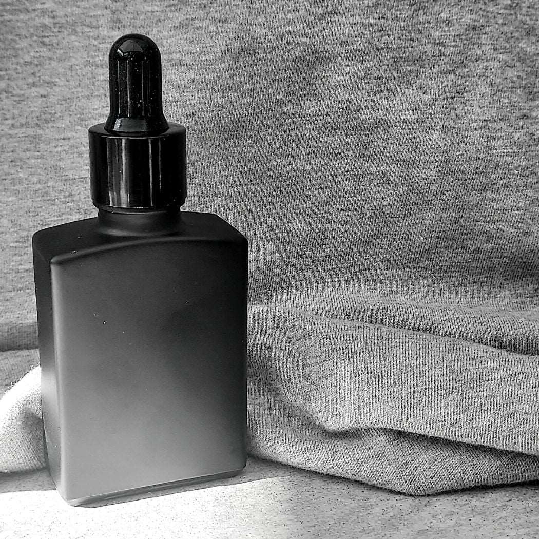 D3: Square - Black Glass Bottle with Black Dropper - Ataliene Skincare Private Label
