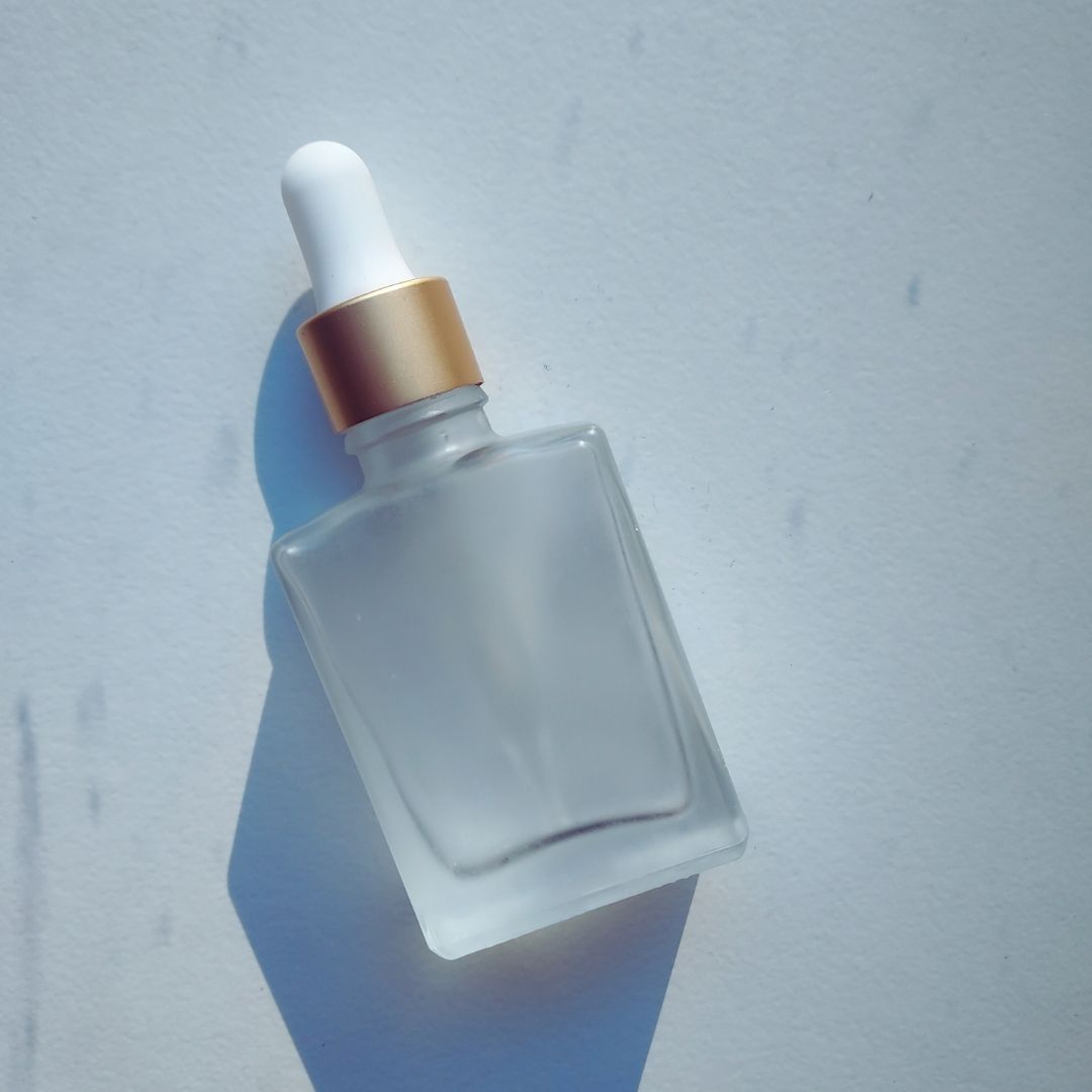 Frosted Glass Square Dropper Bottle - Gold Dropper for Serum or Face Oil - Ataliene Skincare Private Label