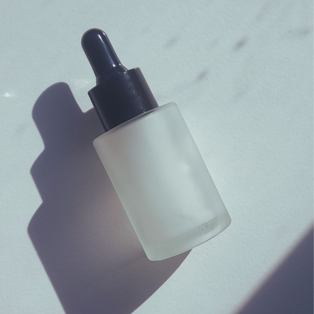 1 oz Frosted Glass Bottle with Black Dropper - Ataliene Skincare Private Label
