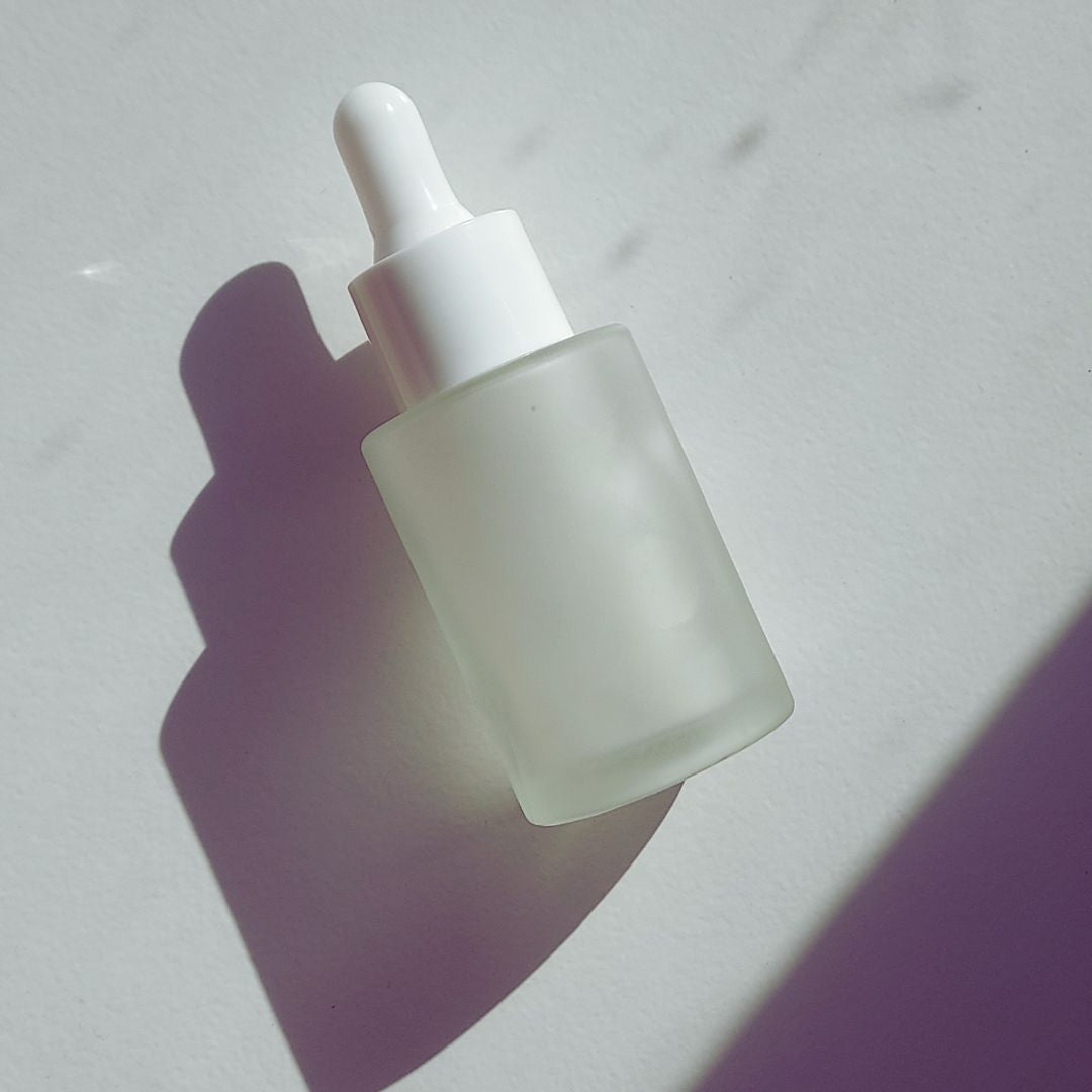 1oz Frosted Glass Bottle with White Dropper - Ataliene Skincare Private Label
