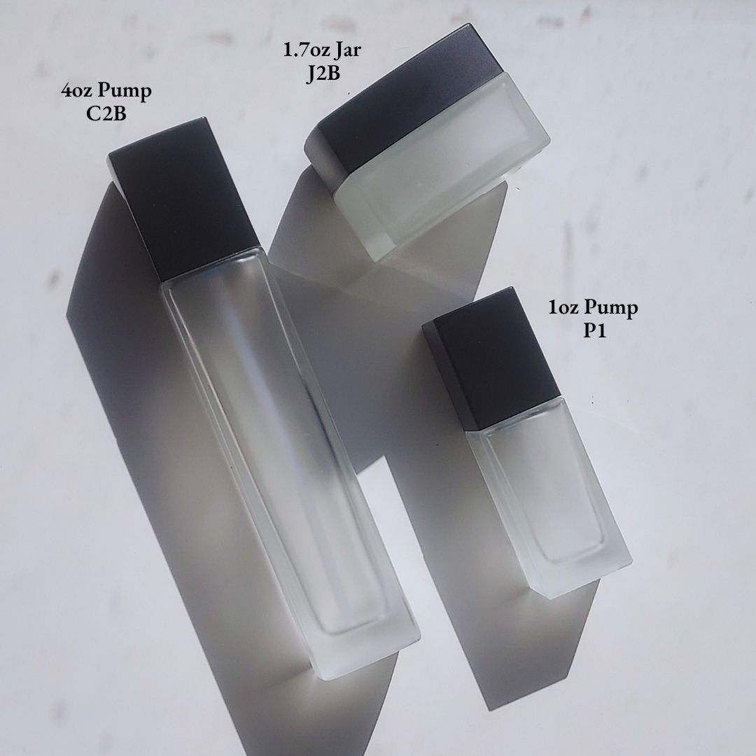 Frosted Glass with Black Lid Skincare Set for Cleanser, Serum and Moisturizer - Ataliene Private Label