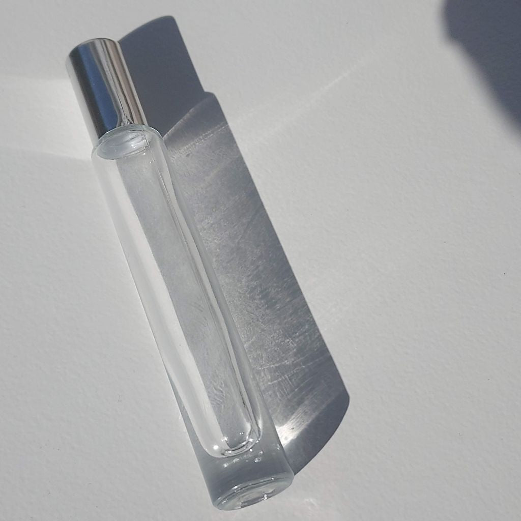 R12: Roller Ball - Clear Glass - Tall Round - with Silver Cap - Ataliene Skincare Private Label
