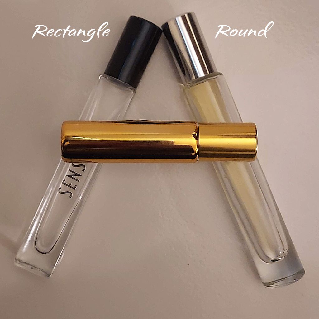 R12: Roller Ball - Clear Glass - Tall Round - with Silver Cap - Ataliene Skincare Private Label