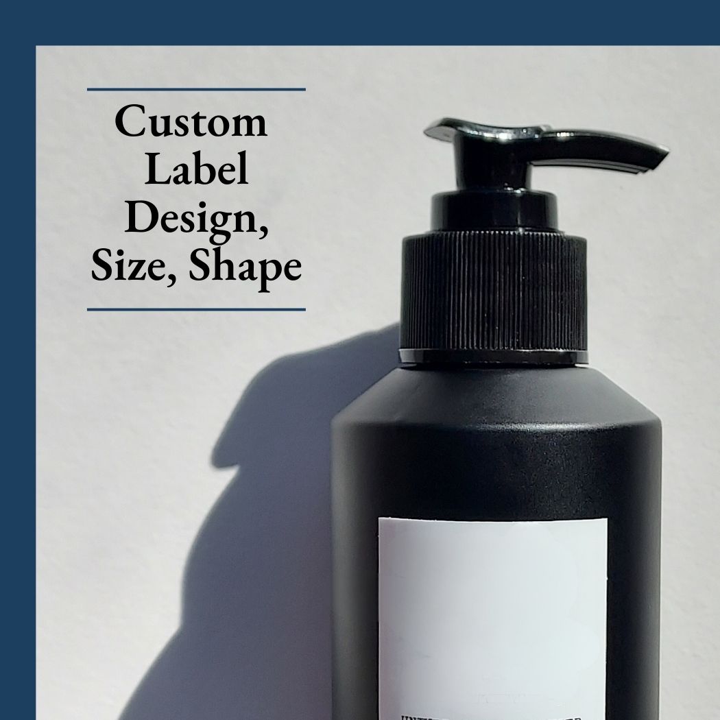 C1: Round Black Cleanser Bottle with Black Pump - 4oz - Ataliene Skincare Private Label