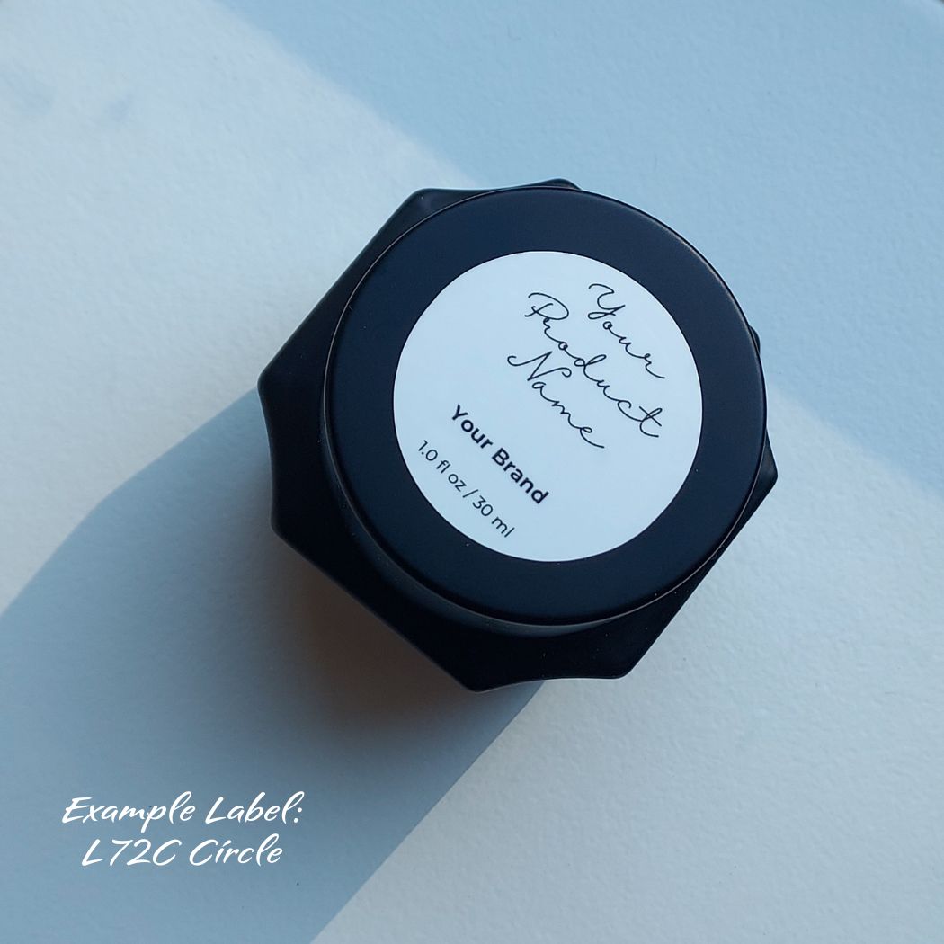 J1: Hexagon - Black Glass Jar with Black Lid - Ataliene Skincare Private Label