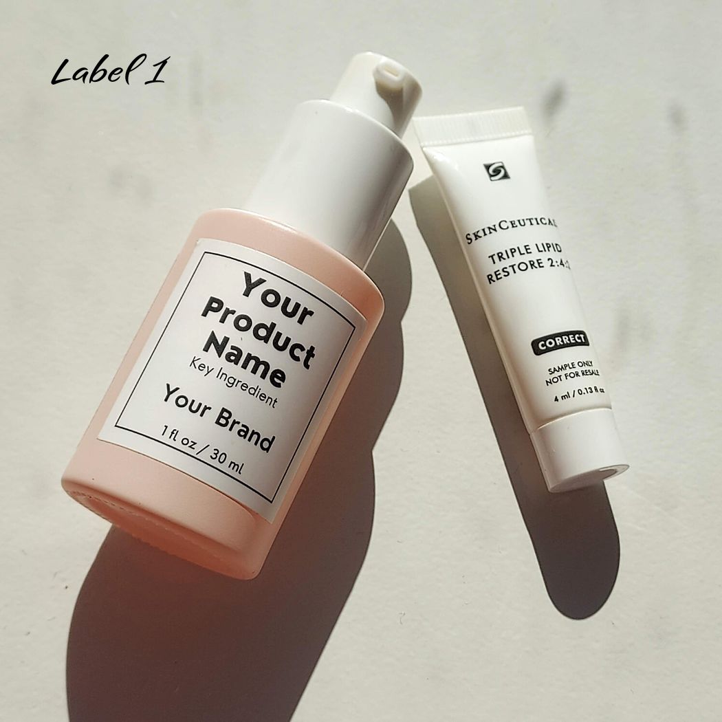 P2: Cylindrical - Light Pink Glass Bottle with White Pump - Ataliene Skincare Private Label