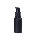 P10: Matte Black Glass Bottle with Ribbed Black Pump - Ataliene Skincare Private Label