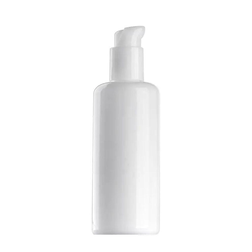 C4: Glossy White Glass Cleanser Bottle with White Pump - 4oz - Ataliene Skincare Private Label