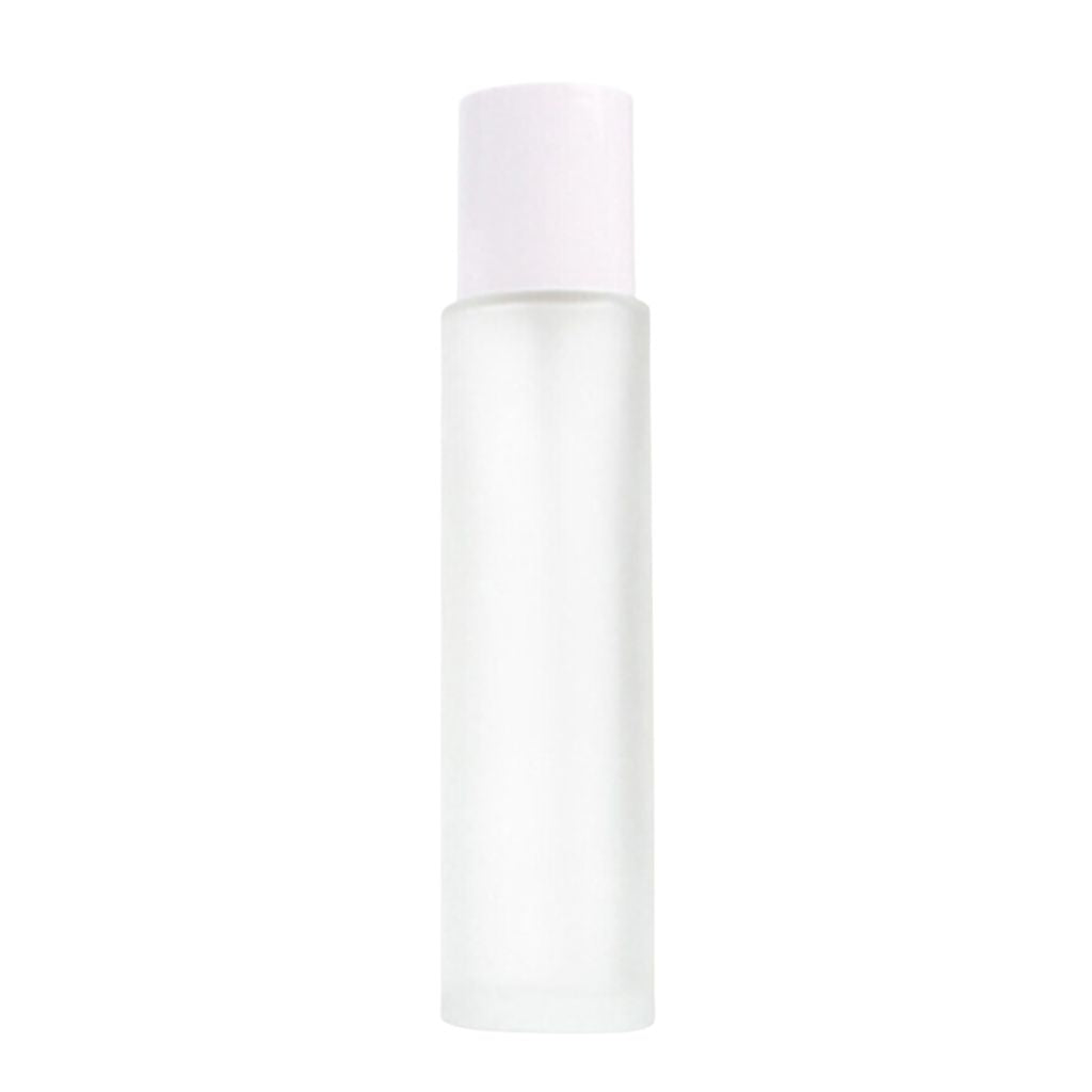 C3: Tall Round Frosted Glass Cleanser Bottle with White Pump - 4oz - Ataliene Skincare Private Label
