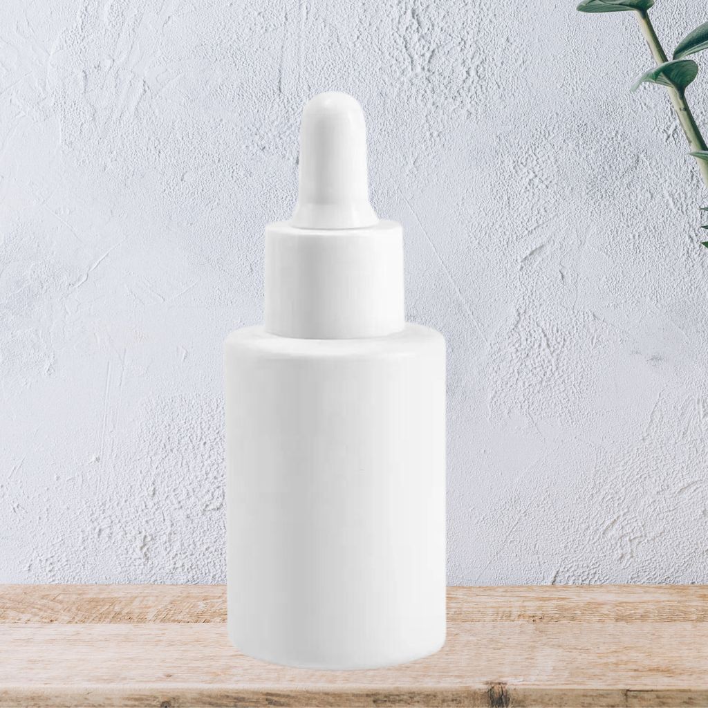 D22: Classic - White Glass Bottle with White Dropper - Ataliene Skincare Private Label