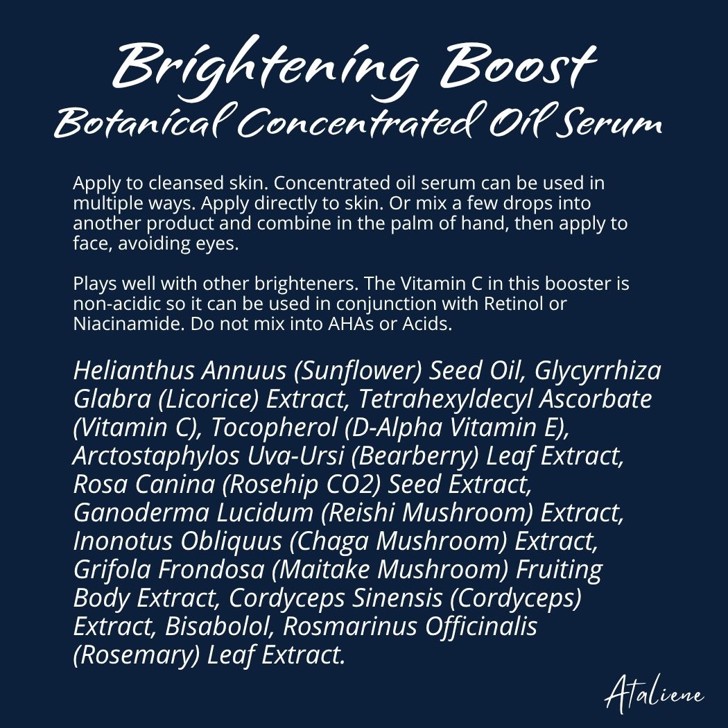 Private Label Enhanced Brightening Oil Serum with Licorice, Bearberry, Vitamin C. Ataliene Private Label