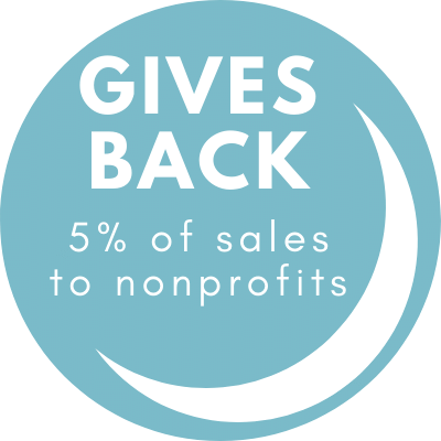 Gives Back: Donating 5% of sales to nonprofits icon for private label skincare