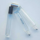 R11: Roller Ball - Clear Glass - Tall Rectangle - with Black Cap - Ataliene Skincare Private Label