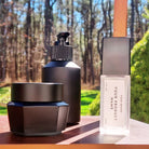 J1: Hexagon - Black Glass Jar with Black Lid - Ataliene Skincare Private Label