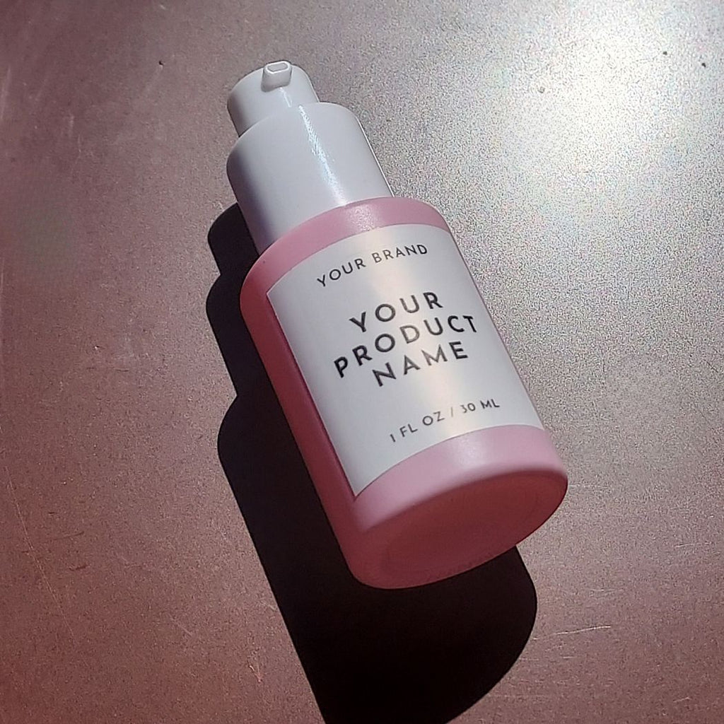 P3: Classic - Pink Glass Bottle with White Pump - Ataliene Skincare Private Label