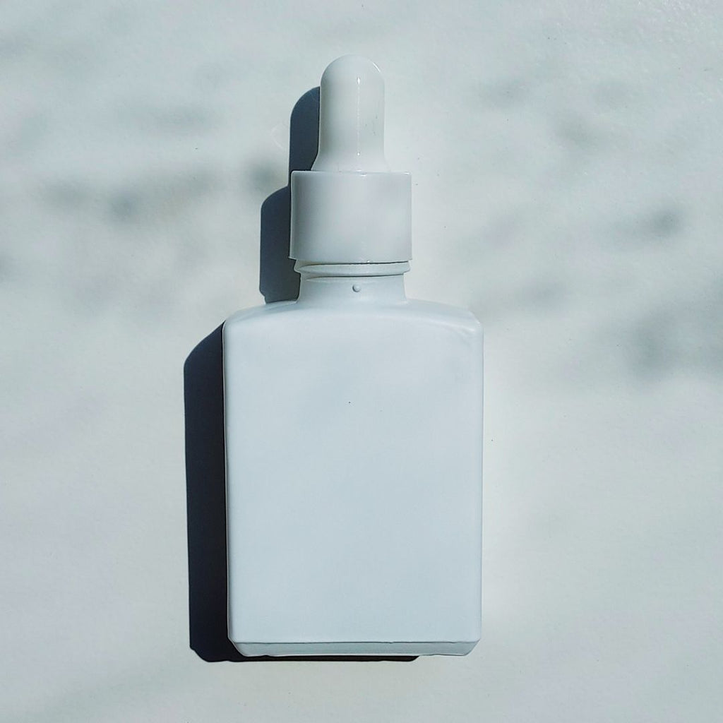D20: Square - White Glass Bottle with White Dropper - Ataliene Skincare Private Label