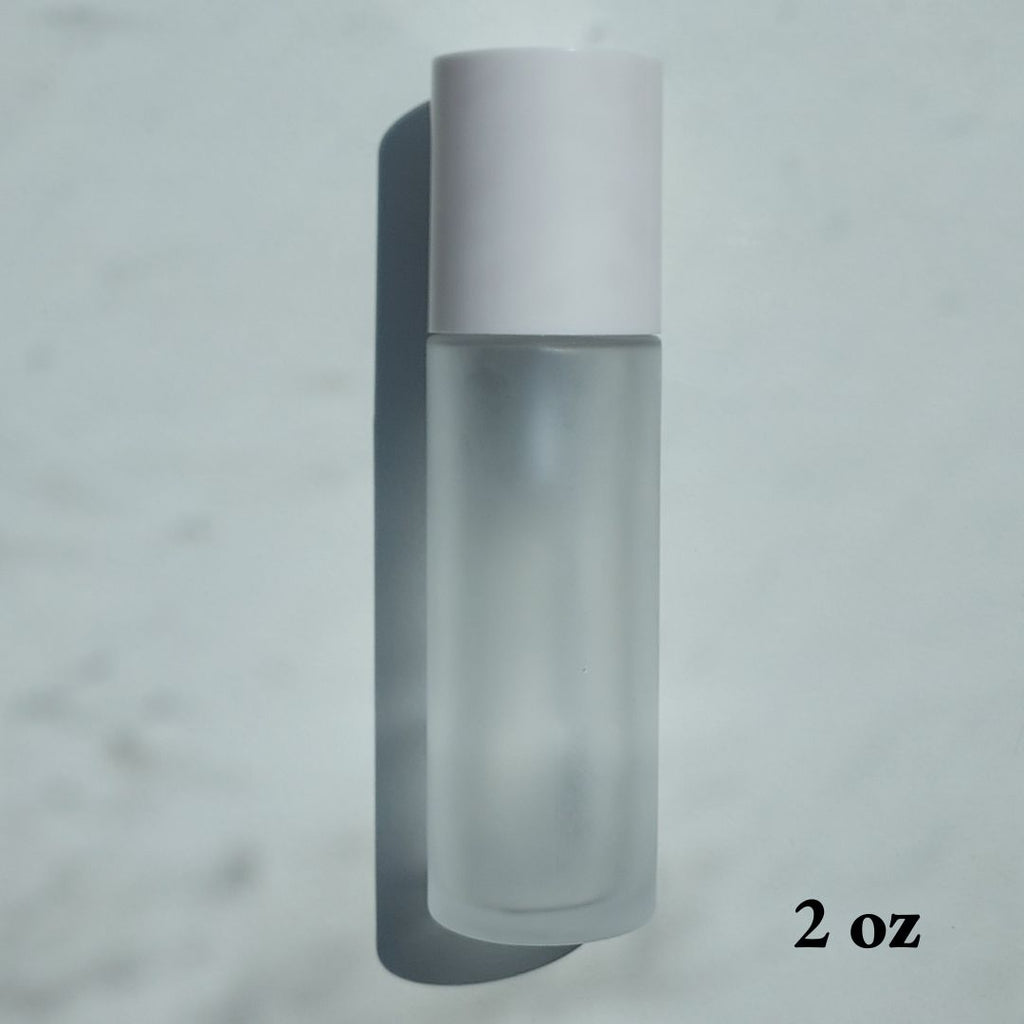 2 oz Frosted Glass Bottle with Pump - White Cap for skin care serum or moisturizer - Ataliene Private Label