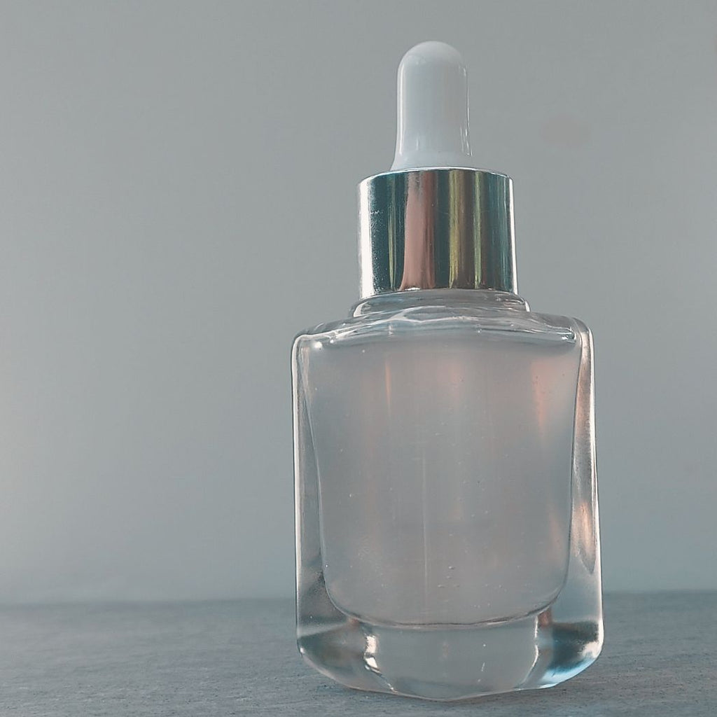 D8: Heavy - Rectangle - Clear Glass Bottle with Silver Dropper - Ataliene Skincare Private Label