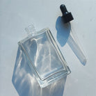 Rectangle Clear Glass Bottle with Black Dropper - 3.4 oz 100 ml - Ataliene Skincare Private Label