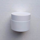 J8: Round - White Glass Jar with White Lid - Ataliene Skincare Private Label