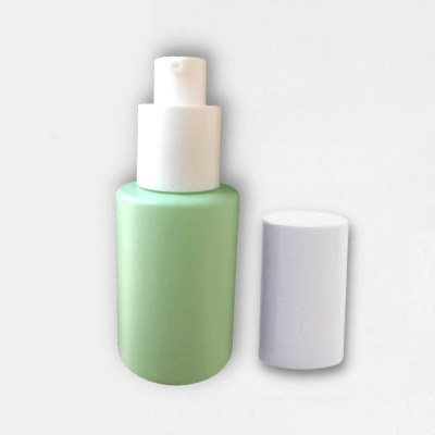 P5: Classic - Green Glass Bottle with White Pump - Ataliene Skincare Private Label