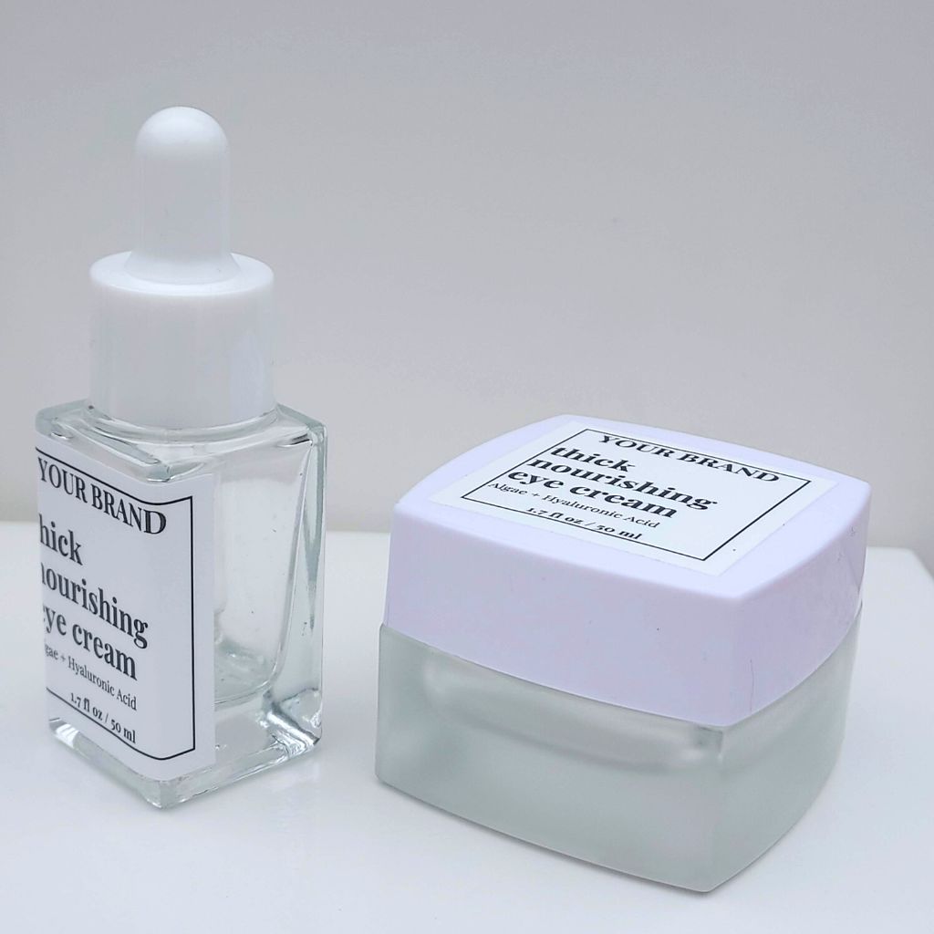J2M: Mini Deluxe Sample Jar - Heavy Frosted Glass Jar with White Lid 20ml - Ataliene Skincare Private Label
