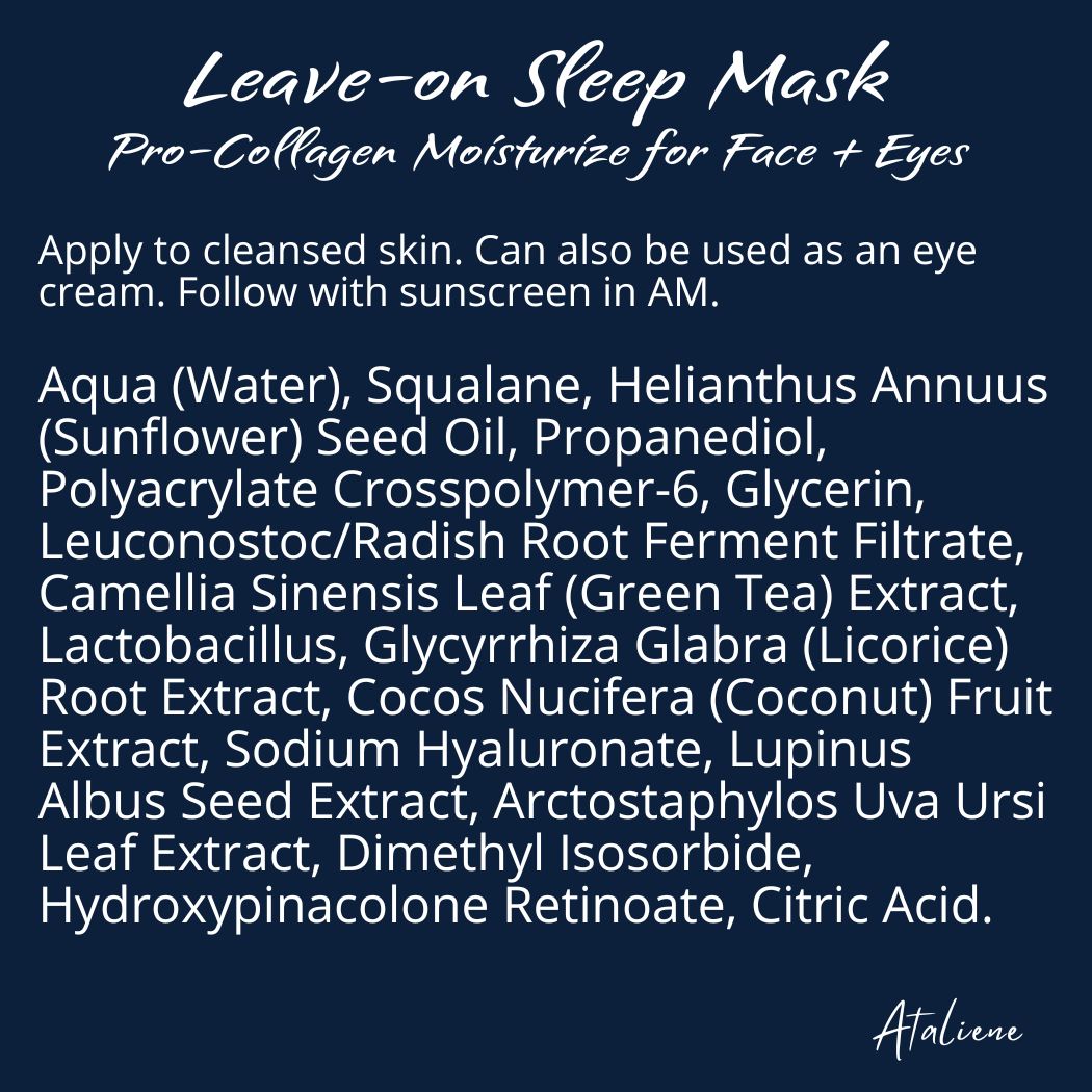 Leave-On Sleep Mask – Pro-Collagen, Moisturize, Retinoid - Ataliene Skincare Private Label