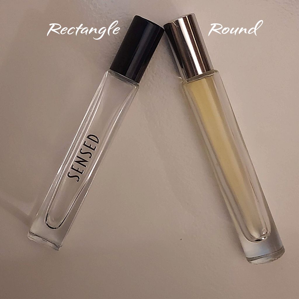 R11: Roller Ball - Clear Glass - Tall Rectangle - with Black Cap - Ataliene Skincare Private Label