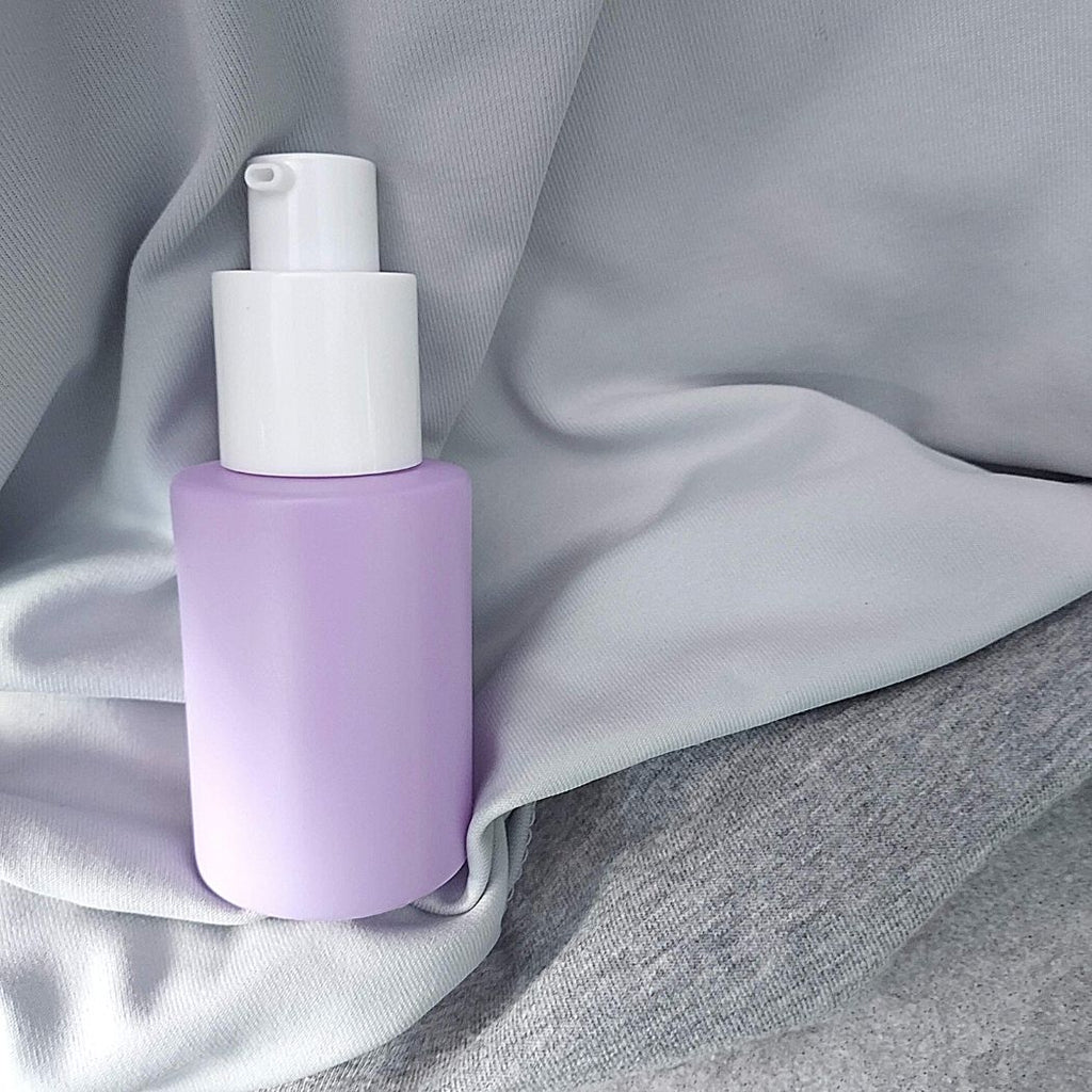 P6: Classic - Purple Glass Bottle with White Pump - Ataliene Skincare Private Label