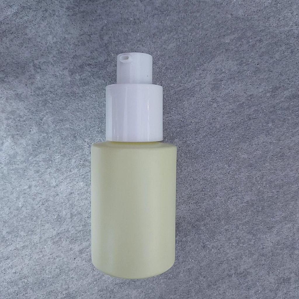 P7: Classic - Yellow Glass Bottle with White Pump - Ataliene Skincare Private Label