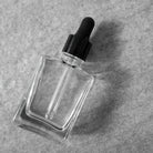D6: Square - Clear Glass Bottle with Black Dropper - Ataliene Skincare Private Label
