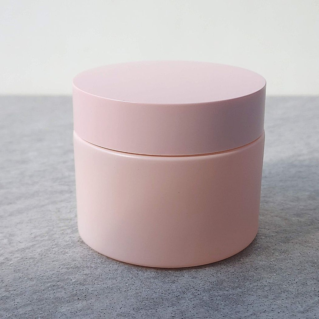 J5: Round - Light Pink Glass Jar with Pink Lid - Ataliene Skincare Private Label