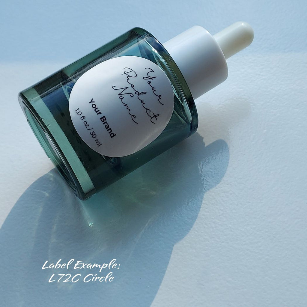 D10: Heavy Wide - Green Semi-Transparent Glass Bottle with White Dropper - Ataliene Skincare Private Label