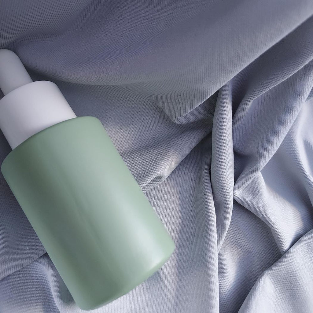 D11: Classic - Sage Green Glass Bottle with White Dropper - Ataliene Skincare Private Label